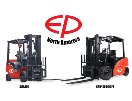 EP North America debuts new lithium-ion battery-powered forklifts.